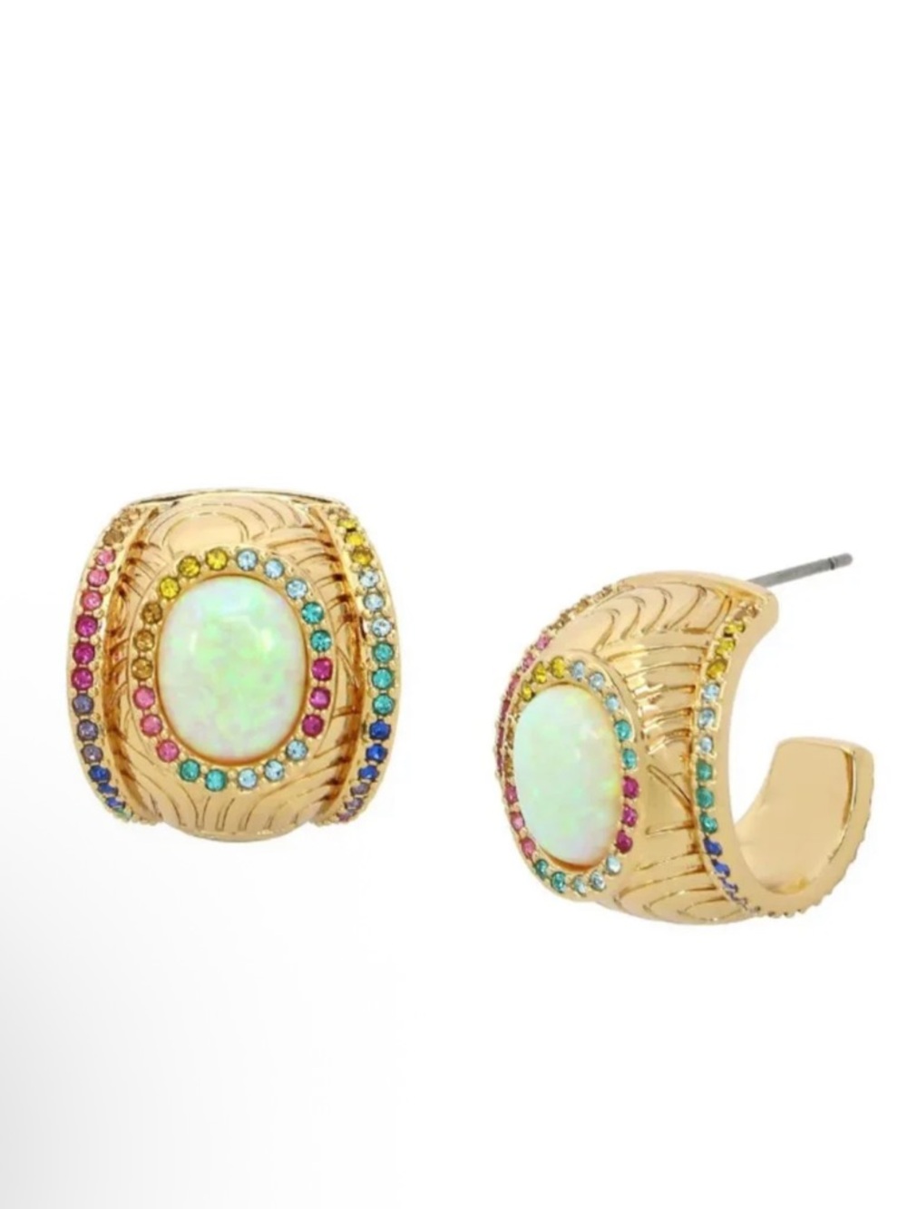 NWT Kurt Geiger Southbank Opal and Rhinestone Hoop Earrings